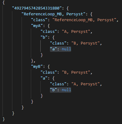 the fields that correspond to the looping references are null in the JSON file